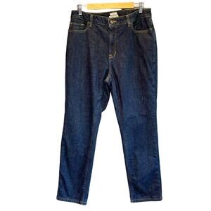 L. L. Bean Classic Fit Dark Wash Flannel Lined Jeans - size 14 M/T